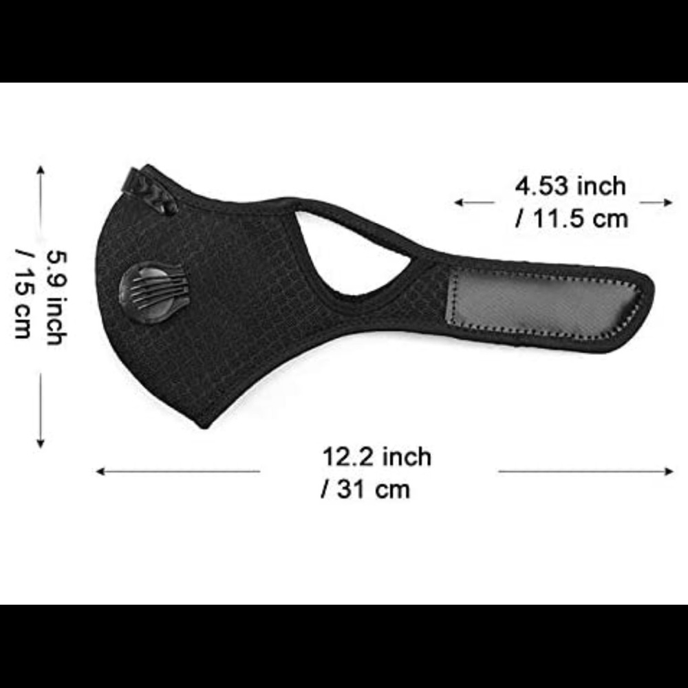 Black Mesh Sport Mask W/ Activated Carbon Filters
